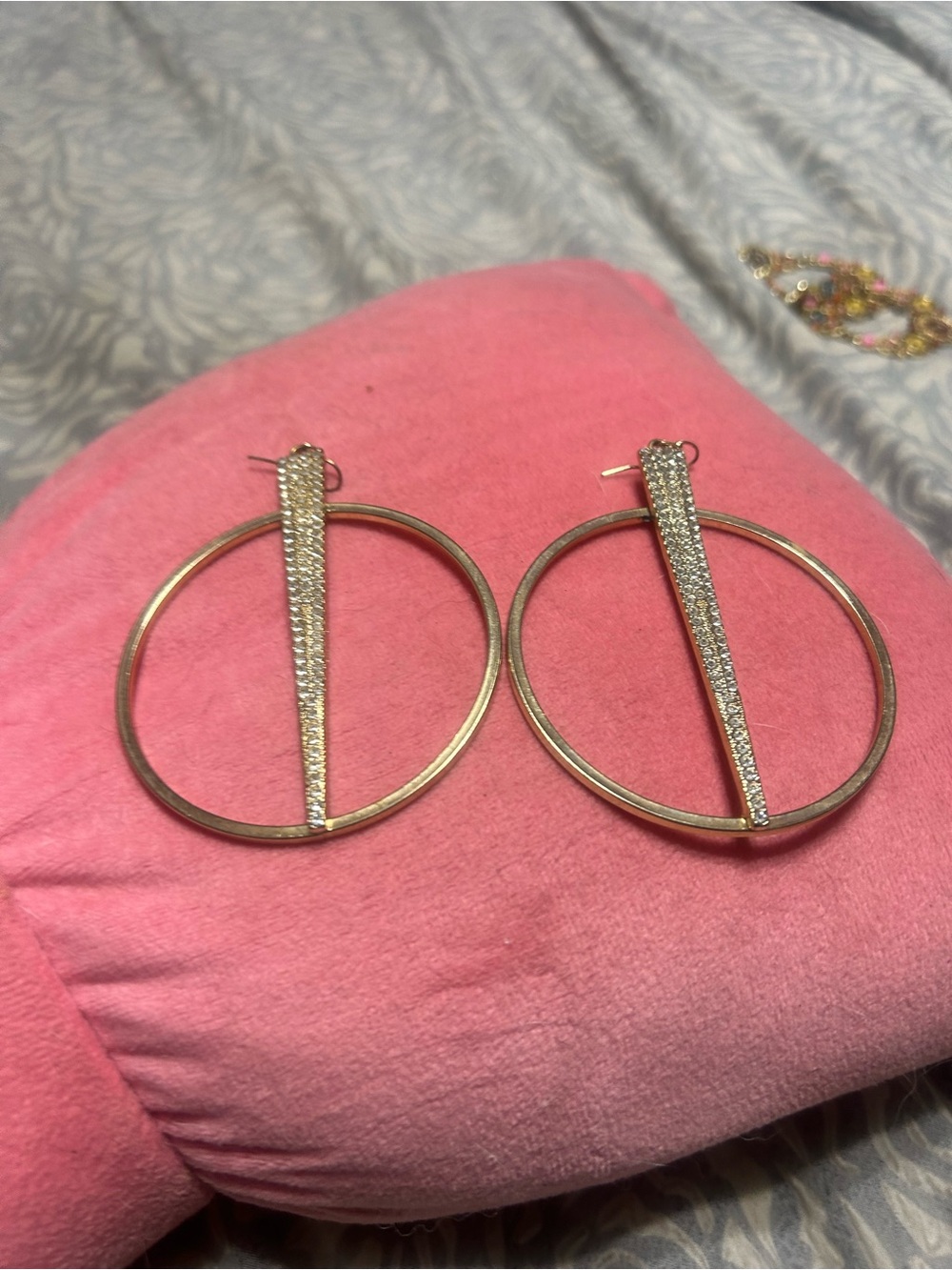 Gold Crystal Hoop Drop Earrings - Women Jewelry